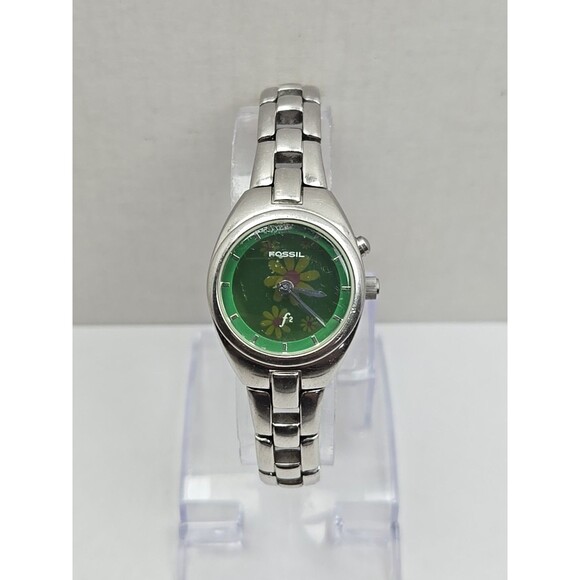 Fossil Accessories - Fossil F2 Kaleido Big Tic Womens Green Floral Dial Stainless Watch New Battery